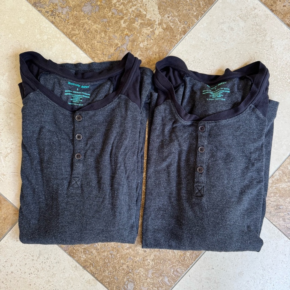 Tommy John Black and Grey Long Sleeve Henley